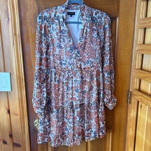 1. State Floral Long Sleeve Dress - Rust and Blue